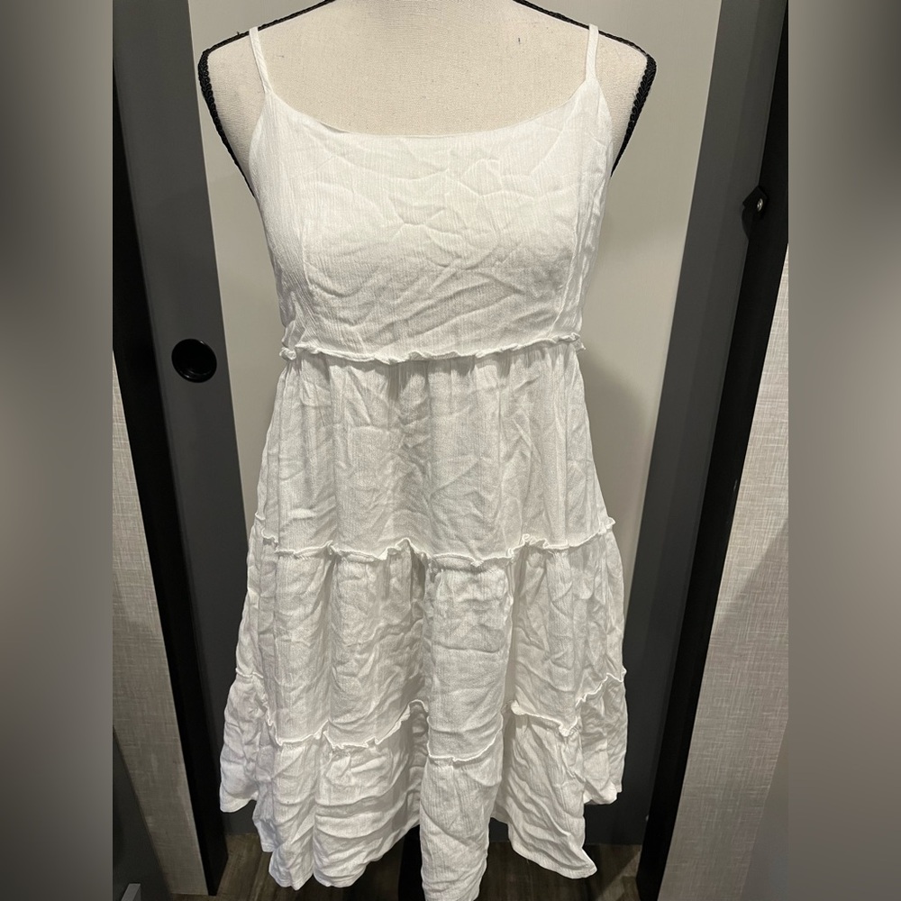 White Tiered Sundress w Tie Straps